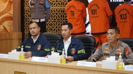 Polda Banten saat Konferensi Pers Kasus Begal Solar di Tol Tangerang-Merak. (Istimewa)