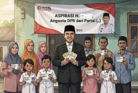 Ilustrasi Pembagian KIP oleh Anggota DPR. (TotalBanten.com/GeminiAI)