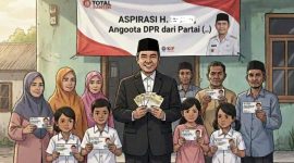 Ilustrasi Pembagian KIP oleh Anggota DPR. (TotalBanten.com/GeminiAI)