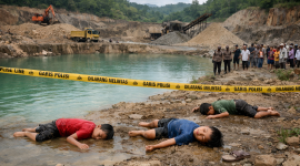 Galian C di Kampung Sitauan Kecamatan Taktakan Memakan Korban, Tiga Bocah Meninggal Dunia.