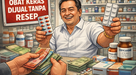 Bos Apotek Gama Cilegon Lepas Dari Jeruzi Besi, Walapun Terbukti Jual Obat Keras Tanpa Resep Dokter, (Dok; Ilustrasi Ai).