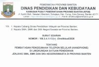 Surat Edaran Dindikbud Banten. (Dok)