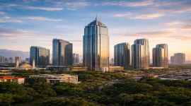 Ilustrasi Bangunan Gedung Lantai Tinggi 