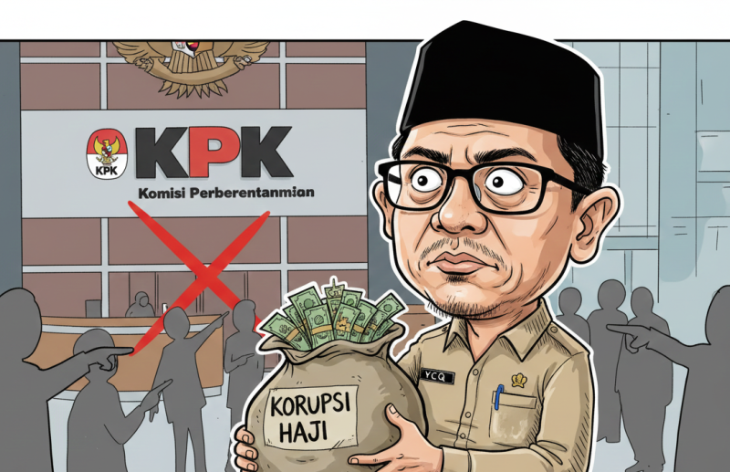 Ilustrasi tersangka Korupsi Kuota Haji. (Gemini. AI)