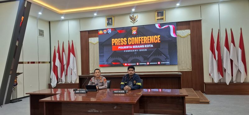 Press Conference sengketa kasus peniupuan dan penggelapan di Aula Polresta Searang Kota, Jumat, (20/2) Doc: (Totalbanten)