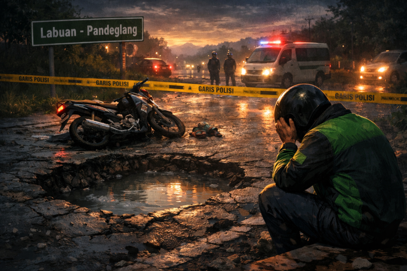 Kecelakaan Akibat Jalan Berlubang di Pandeglang Menewaskan Satu Penumpang Meninggal, Tukang Ojek Ditetapkan Tersangka