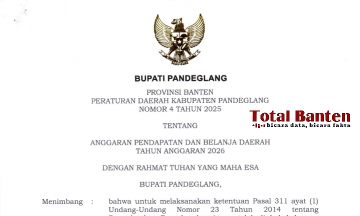 APBD Kabupaten Pandeglang tahun 2026 masih bergantung pada transfer Pemerintah Pusat. Sebagian besar digunakan untuk belanja pegawai dan tunjangan DPRD. (Dok)