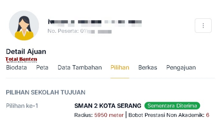 Data Bobot Peserta Non Akademik : 6 