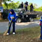 Suasana Aksi Bersih-bersih di lingkunangan area Stadion Badak Pandeglang, Dok (gun/Totalbanten.com)