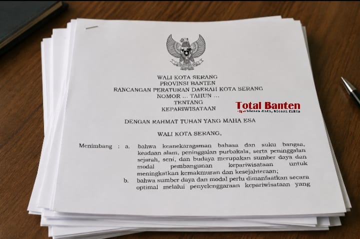 Dokumen Raperda Kepariwisataan Kota Serang (dok;totalbanten) 
