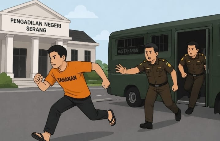 Ilustrasi: Tahanan Kejari Serang Ali Faturohman kabur usai menjalani sidang di PN Serang, Dok (Ist/Totalbanten.com