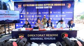 Polda Banten menyita Barang Bukti dalam kasus praktik tambang ilegal di wilayah Banten. Dok: (Ist/Totalbanten.com).