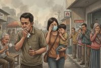 Masyarakat Terpapar Penyakit Infeksi Saluran Pernapasan Akut (Ilustrasi).