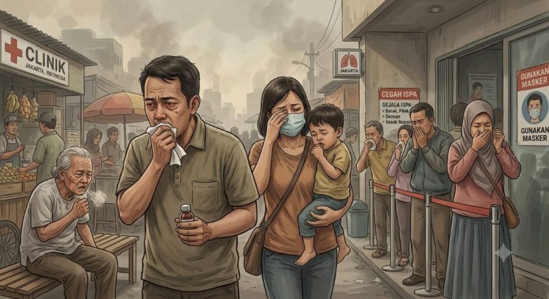 Masyarakat Terpapar Penyakit Infeksi Saluran Pernapasan Akut (Ilustrasi). 