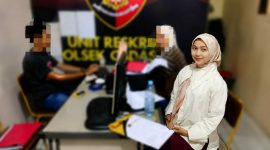 Kuasa hukum korban yang mendampingi korban Rukmini, saat memberikan kesaksiannya di mapolsek cadasari, Dok (Guntur/Totalbanten.com)