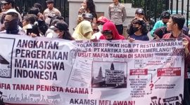 Ratusan AKAMSI gelar aksi unjukrasa di gedung ATR/BPN Jakarta, Dok (Ist/Totalbanten.com)