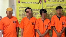Empat tersangka kasus pembobolan warung diamankan Ditreskrimum Polda Banten. Dok. (TotalBanten.com)