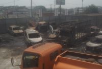 Kantor Penitipan Barang Bukti Kendaraan di Gerbang Tol Ciujung Alami Kebakaran (Pung:totalbanten). 