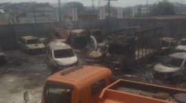 Kantor Penitipan Barang Bukti Kendaraan di Gerbang Tol Ciujung Alami Kebakaran (Pung:totalbanten). 