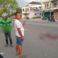 kecelakaan lalu lintas yang melibatkan sepeda motor Honda Beat dan truk box di depan KP3B, Kota Serang, Pengendara sepeda motor meninggal dunia di lokasi kejadian, Dok: (warga/Totalbanten.com) 