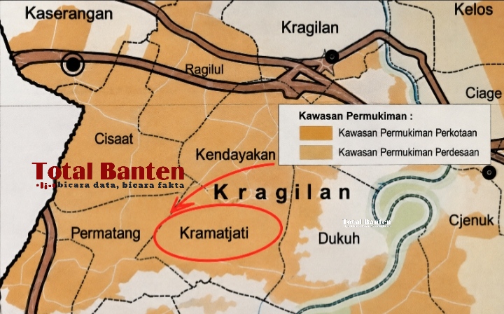 Peta Pola Ruang Kecamatan Kragilan, Kabupaten Serang. (Dok/Total Banten)