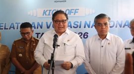 Menko Perekonomian, Airlangga Hartarto menyampaikan kebutuhan talenta digital Indonesia mencapai 456.000 orang per tahun saat Kick Off Pelatihan Vokasi Nasional BPVP Serang. Dok (Dir/Totalbanten.com)