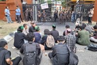 HMI MPO aksi unjuk rasa di DPRD Provinsi Banten. (Dok)