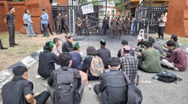 HMI MPO aksi unjuk rasa di DPRD Provinsi Banten. (Dok)