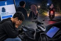Ilustrasi seorang pria di Tanara, Kabupaten Serang, yang kehilangan sepeda motor Honda Beat Street dan ponsel Vivo Y03 setelah bertemu dengan perempuan yang dikenalnya melalui Facebook. Dok (Ist/Total Banten)