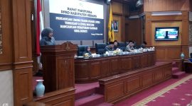 Sri Rezeki, Anggota DPRD Kabupaten Serang, Saat Menyampaikan Dua Pandangan Usul Bupati (Pung/totalbanten). 